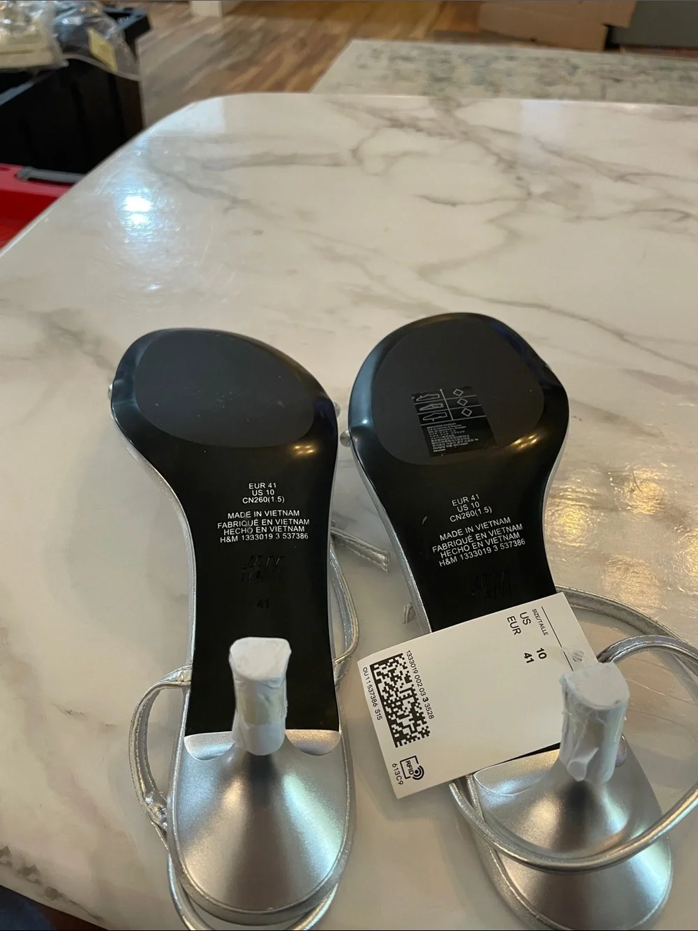Silver shiny heels